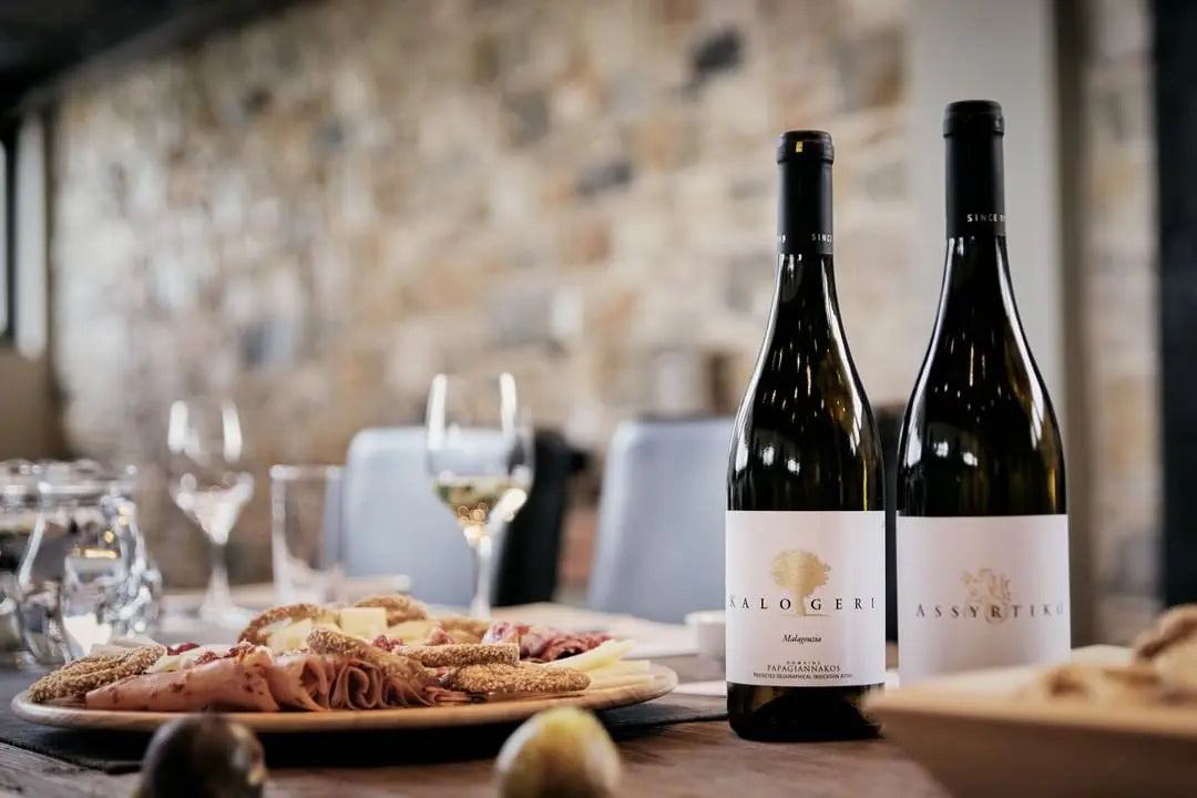 Papagiannakos Assyrtiko Weißwein aus Attika 2024 mit mineralischem Geschmack und Korkverschluss