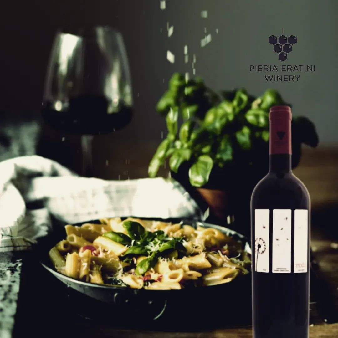 Rotwein PIERIA ERATINI Evches Red aus Xinomavro-Trauben mit Holzfass Ausbau und trockenem Geschmack
