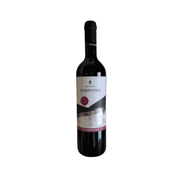 Flasche Zacharias Agiorgitiko Rotwein 2024 aus Nemea Peloponnes mit Korkverschluss