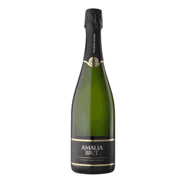 Amalia Brut Schaumwein aus Moscofilero Trauben, traditionelle Flaschengärung, elegant und filigran mit feiner Perlage