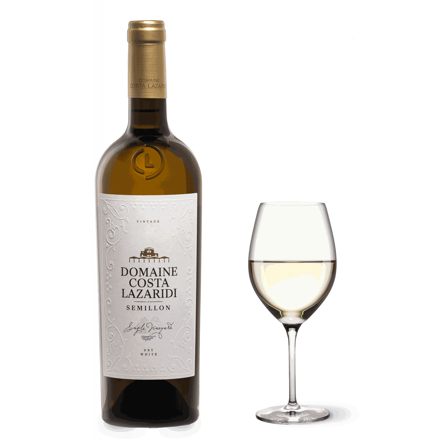 Semillon Domaine Costa Lazaridi 2023 trockener Weißwein aus Drama PGI mit Aromen von Honig, Nüssen und Vanille