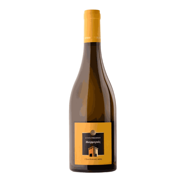 Flasche Tselepos Marmarias Chardonnay 2024 aus Arkadien mit tropischen Fruchtaromen und Holzfassausbau