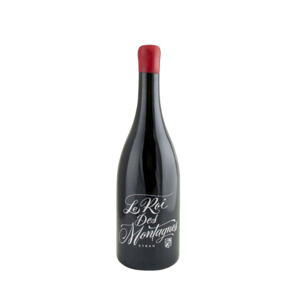 Le Roi des Montagnes Syrah von Papargyriou Estate in eleganter schwarzer Flasche mit rotem Korken