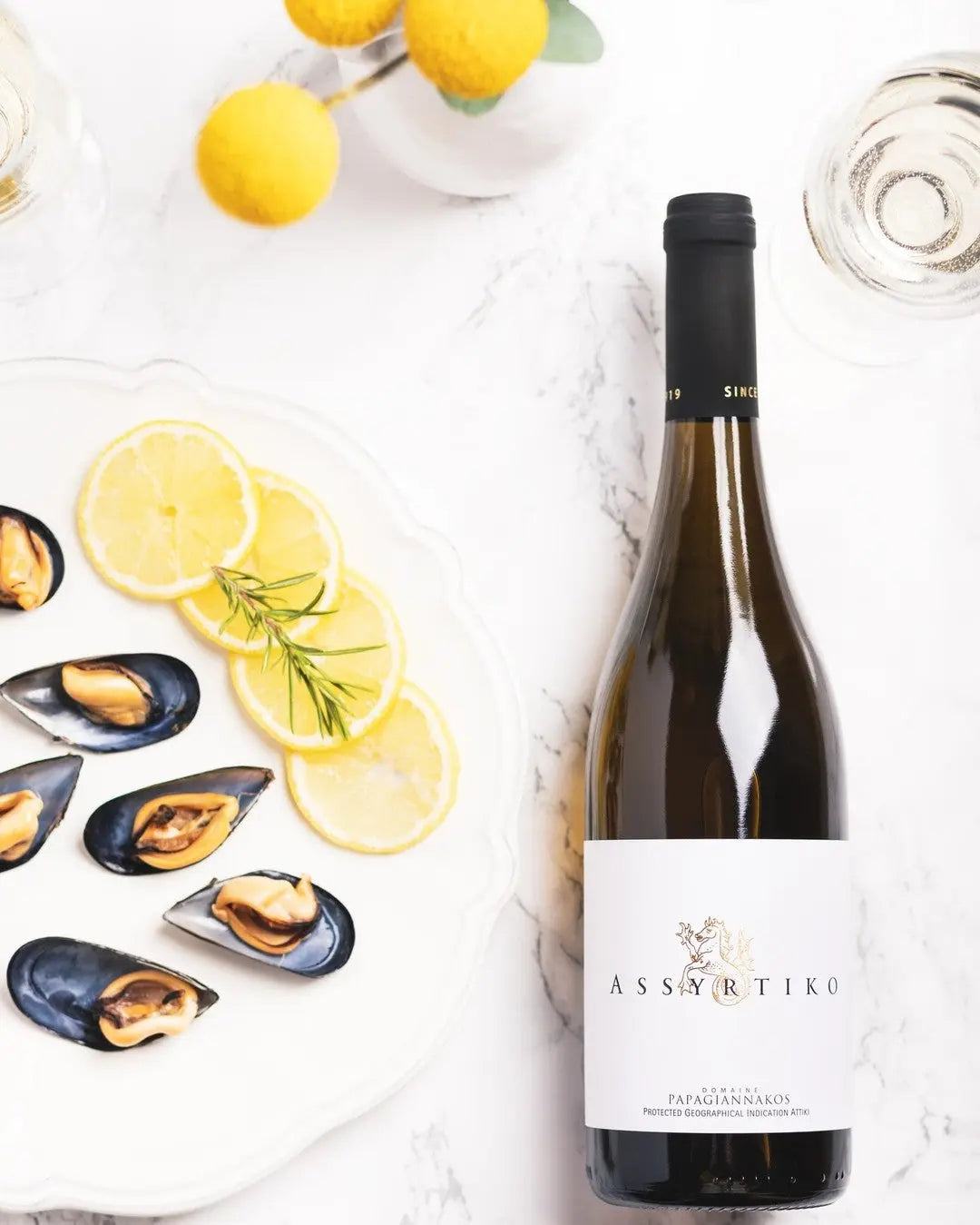 Papagiannakos Assyrtiko Weißwein 2024 aus Attika trocken mineralisch mit Zitronen- und Kräuternote