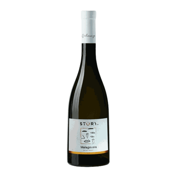 Flasche Story Malagousia Weißwein 2024 mit exotischem Aroma aus Zentralgriechenland trocken 13% Vol.