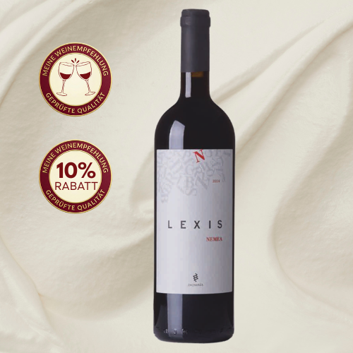 Rotwein Lexis Nemea in eleganter Flasche mit 10% Rabatt und Weineempfehlung