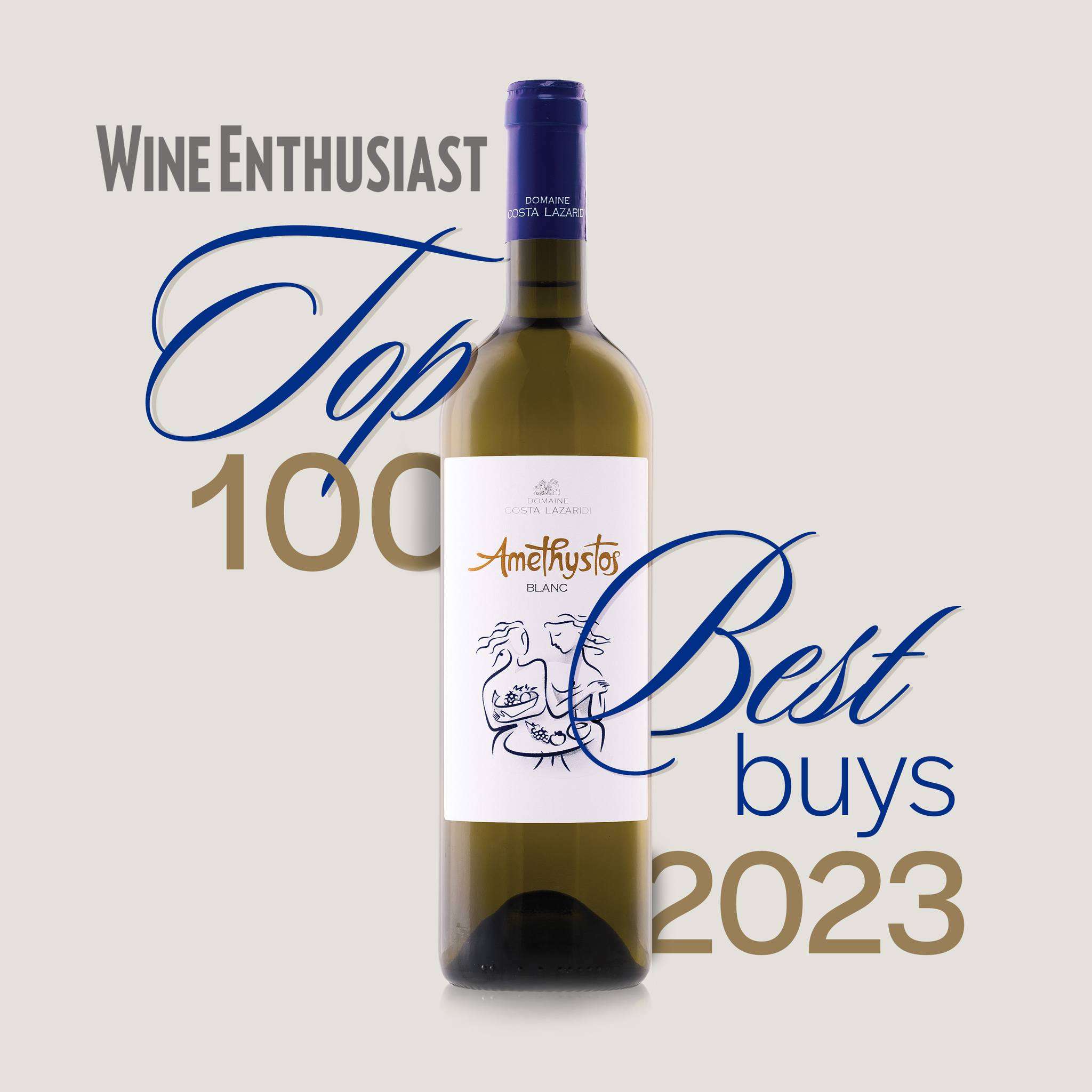 Amethystos White Weißweinflasche von Costa Lazaridi mit Auszeichnung Wine Enthusiast Top 100 Best Buys 2023