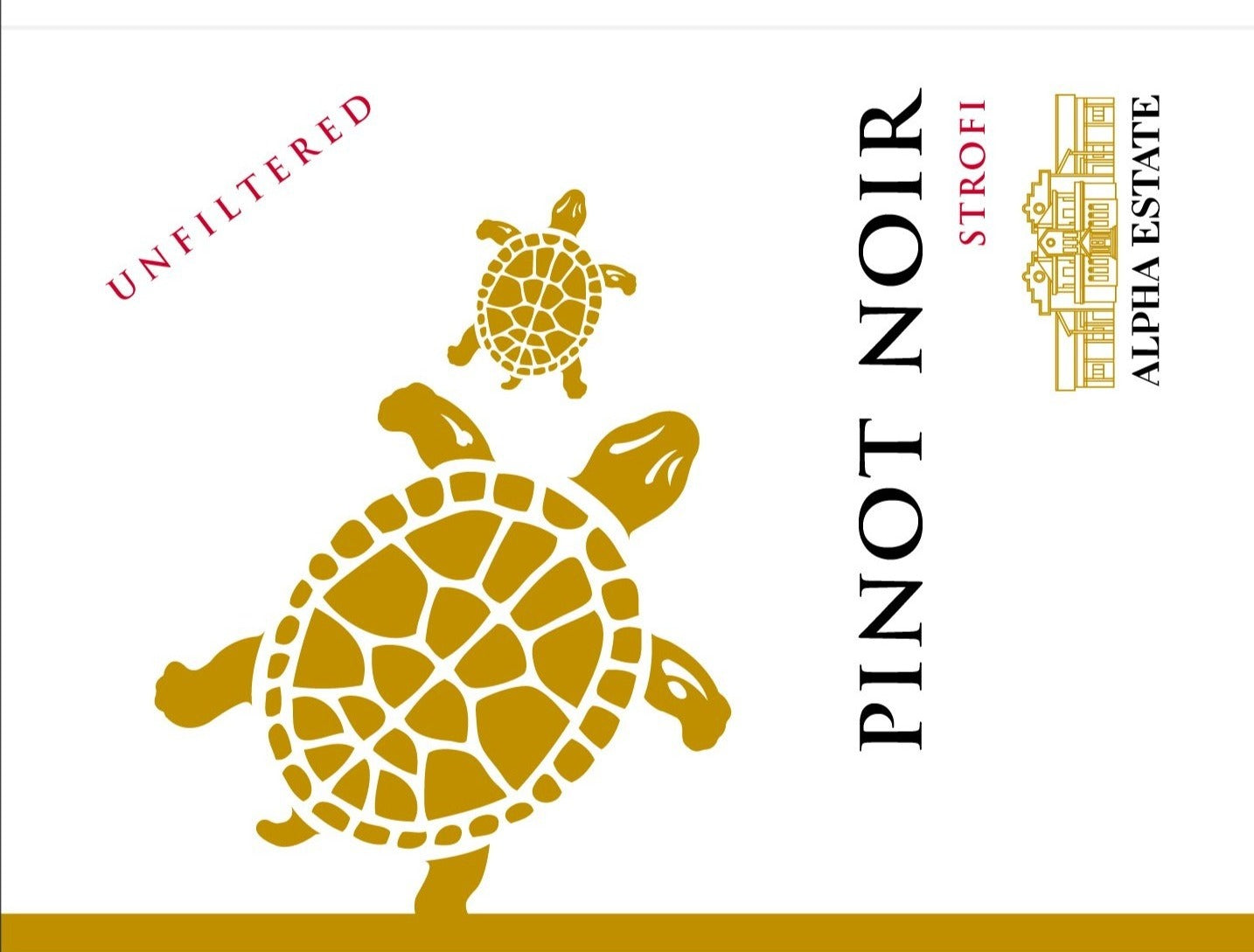Griechischer Pinot Noir-Rotwein der Marke Alpha Estate mit Schildkröten-Motiv auf dem Etikett. Hochwertiger und fein strukturierter Wein aus der vineas.shop, einem spezialisierten Webshop für griechischen Wein.