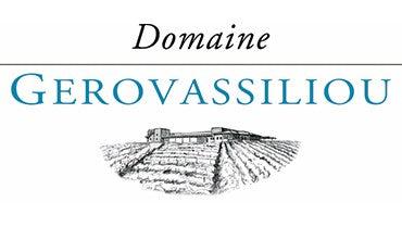 Logo von Domaine Gerovassiliou Weingut mit Weinbergzeichnung, Symbol für Gerovassiliou Syrah Wein aus Epanomi PGI
