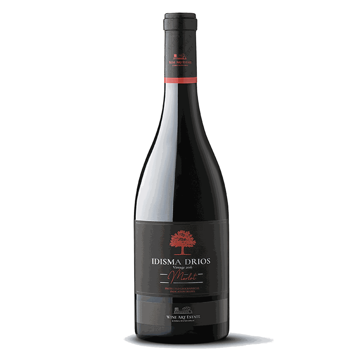 Idisma Drios Merlot 2021 Rotwein aus Drama PGI, Barrique Ausbau, fruchtig mit Brombeer- und Schwarzkirschnoten, 14% Vol.
