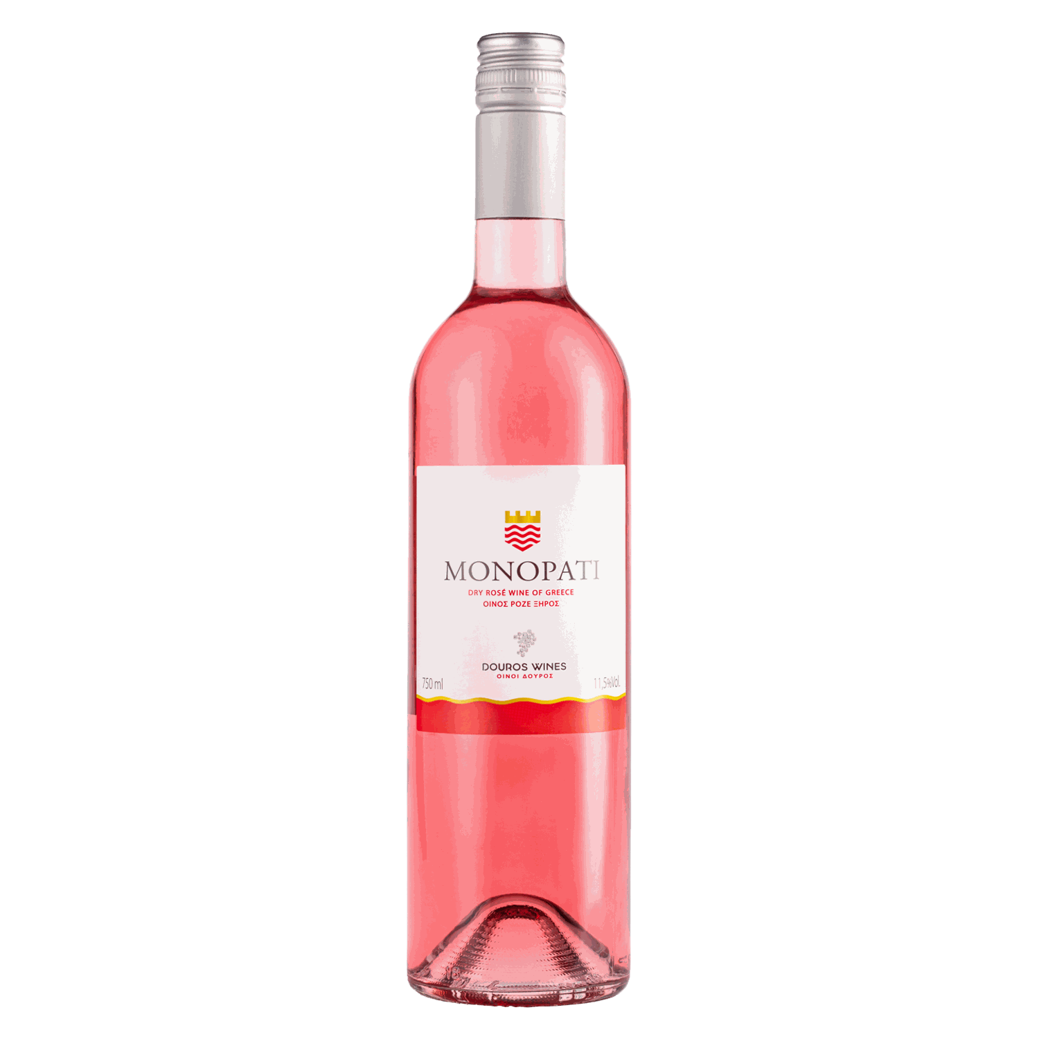 Flasche Monopati Rosé Trocken 2023 aus Peloponnes, Agiorgitiko Traube, fruchtig mit Kirschnoten, 12,5% Alkohol, Douros Winery