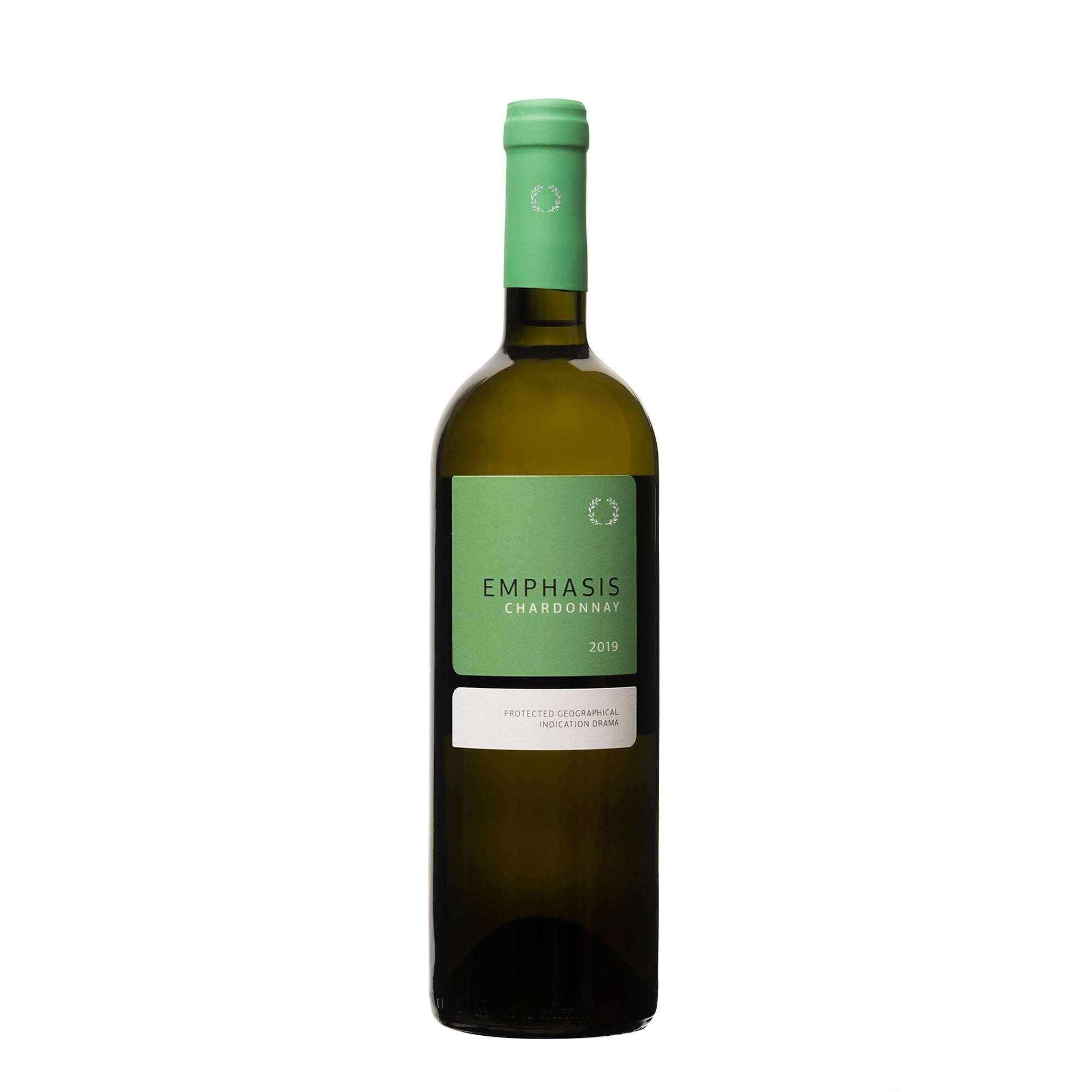 Flasche Pavlidis Emphasis Chardonnay Weißwein 2020 aus Drama PGI, reife Trauben, Barrique Ausbau, aromatisch mit Mango und Vanillenoten