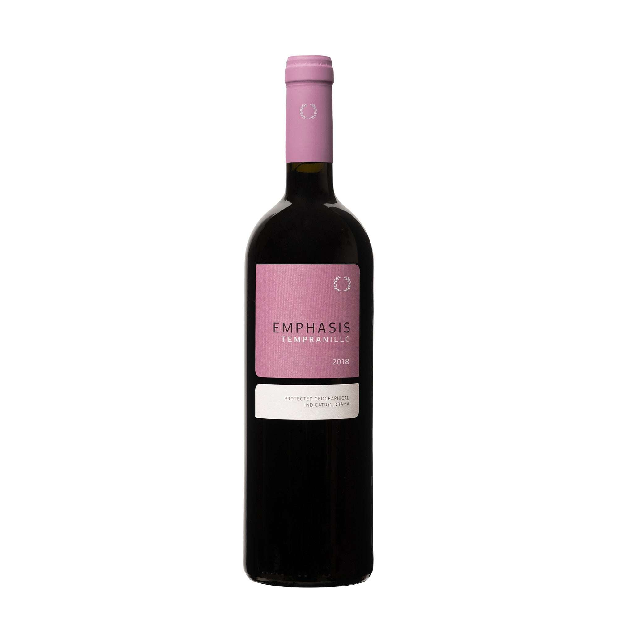 Emphasis Tempranillo Rotwein aus Drama PGI, 2018, aromatisch, französisches Barrique, violette Reflexe, 15% Vol.