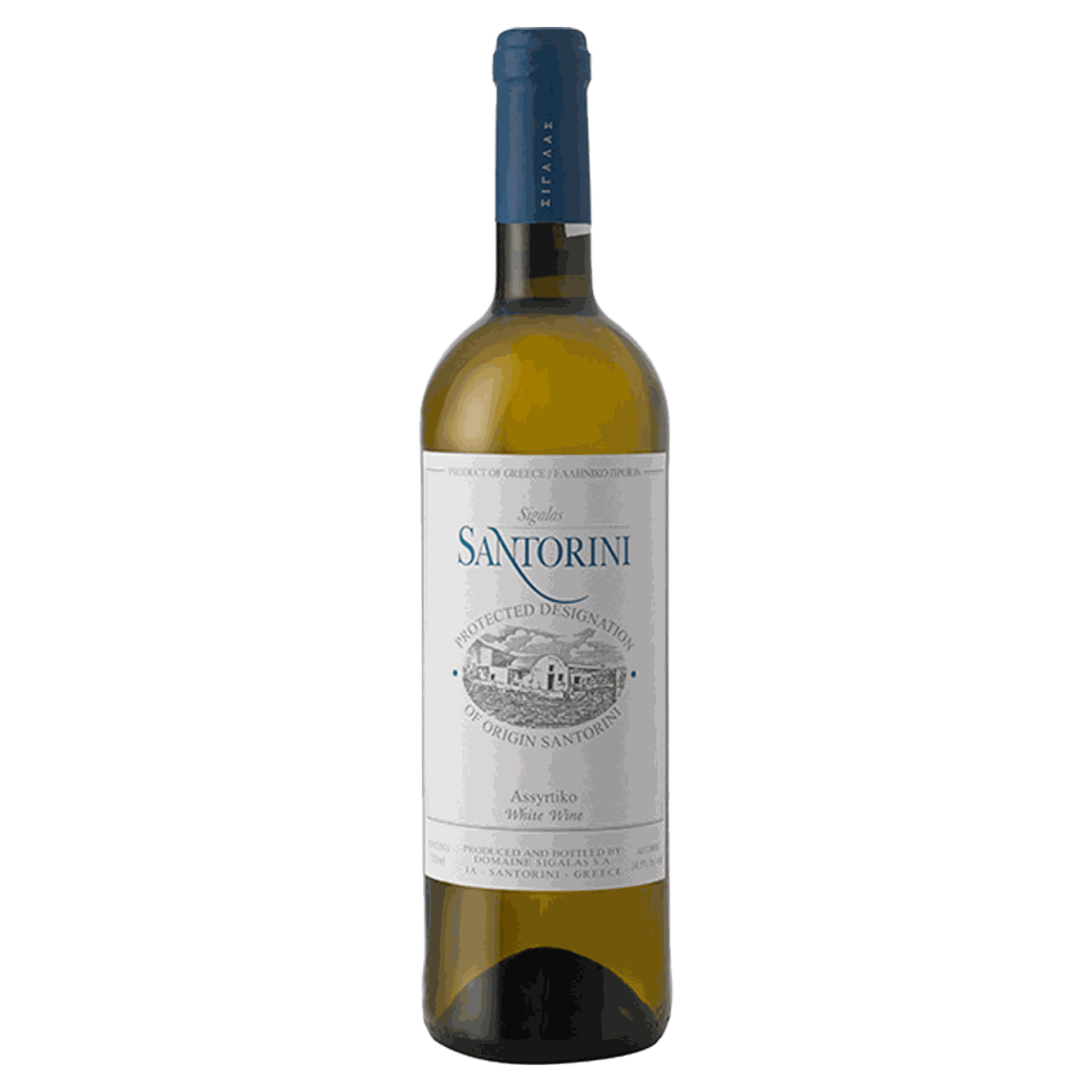 Sigalas Santorini Assyrtiko Weißwein 2023 trocken aus Santorini PDO mit mineralischem Geschmack und Korkverschluss
