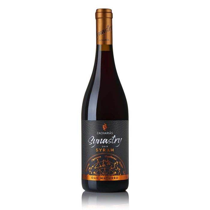 Zacharias Synastry Syrah Oak Wein 2022 Peloponnes Syrah ausgebaut im Eichenholzfass mit Brombeer- und Kirschnoten