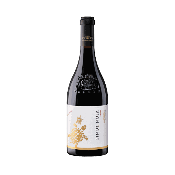 Alpha Estate Pinot Noir Single Block Strofi Weinflasche aus Amyndeo mit Pinot Noir Trauben und eleganter Etikettgestaltung