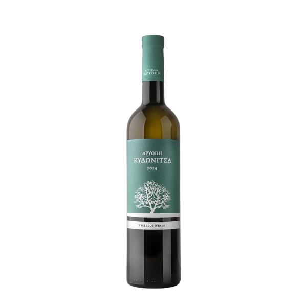 Kydonitsa Ktima Driopi von DRIOPI WINERY, trockener Weißwein in eleganter Flasche mit grünem Etikett