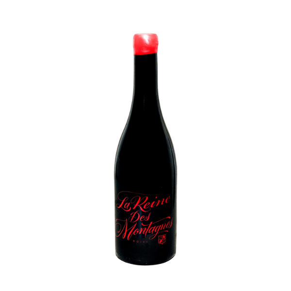 Rotwein La Reine des Montagnes von Papargyriou Estate mit rotem Korken und eleganter Flasche