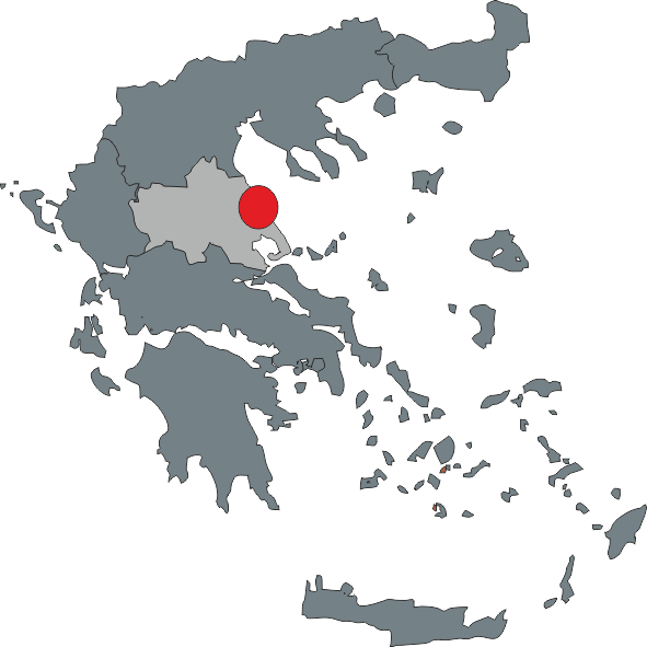 Kartenbild von Griechenland mit hervorgehobener Region in Rot
