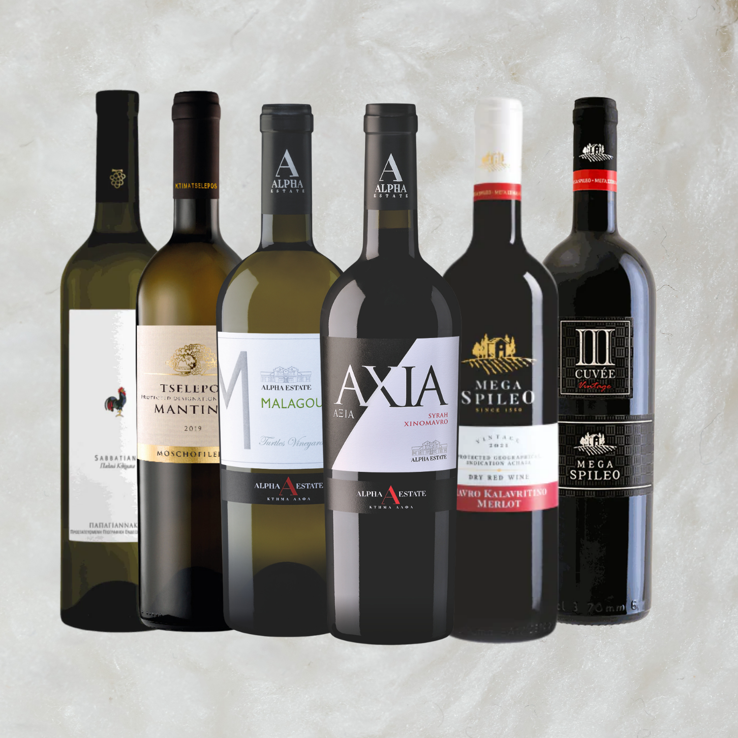 Probierpaket "Best of Vineas" von vineas.shop mit verschiedenen Weinen in eleganten Flaschen