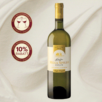 Mega Spileo Domaine White Weißwein goldgelb mit Aromavielfalt und cremiger Textur