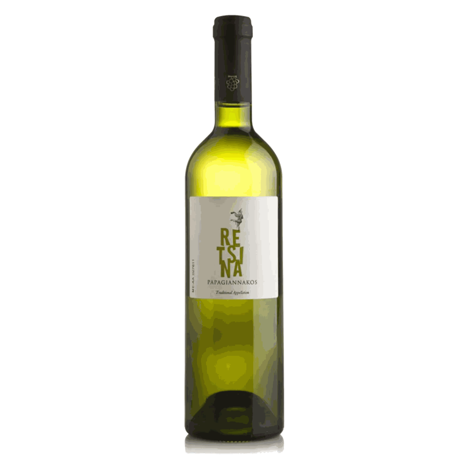 Papagiannakos Retsina Weißwein 2023 trocken geharzt aus Savatiano Rebsorte mit Korkverschluss