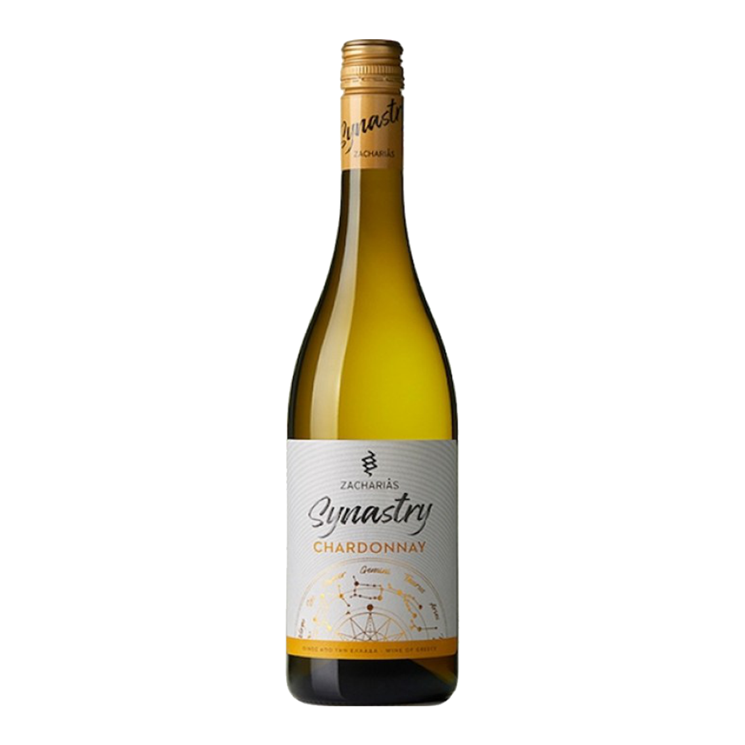 Exklusiver griechischer Chardonnay-Weißwein von ZACHARIAS WINES mit elegantem Design und hochwertiger Traubenverarbeitung